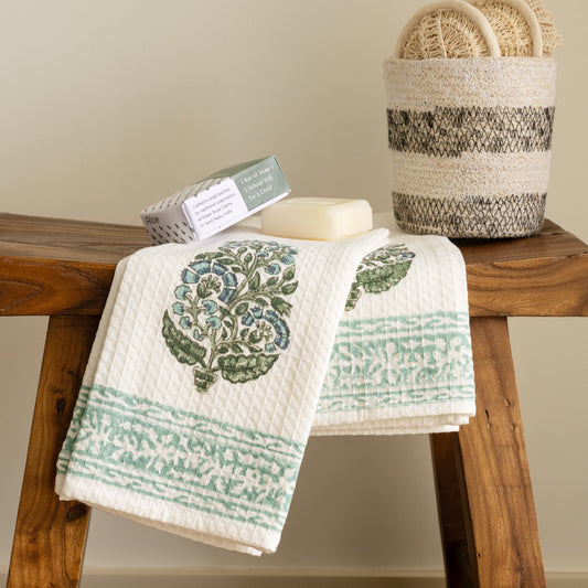 Pera Cotton Blockprint Hand Towel Set