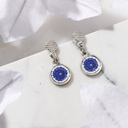 Silver and blue "Neela" Drop Earrings