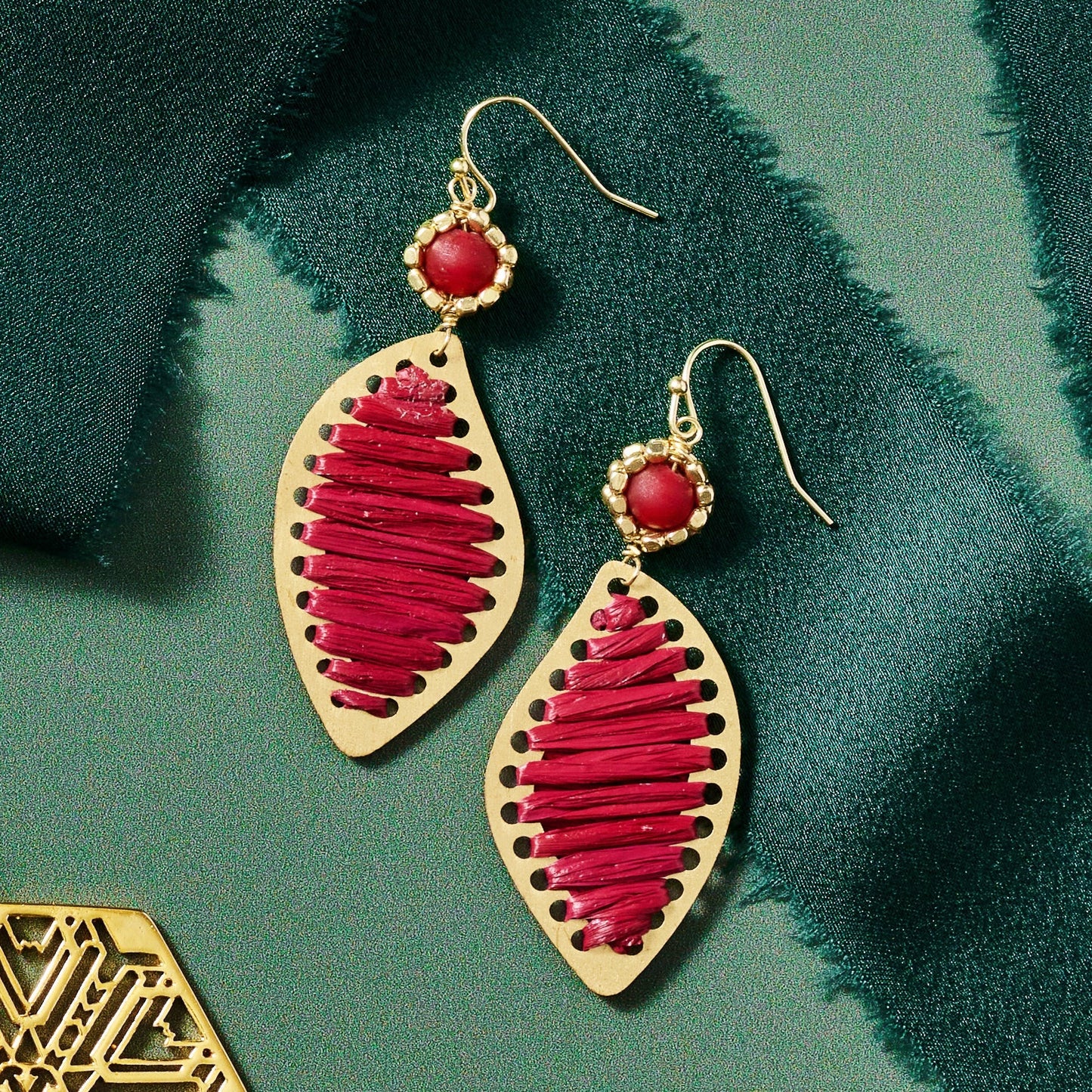 Threaded Leaf Drop Earrings - Ten Thousand Villages