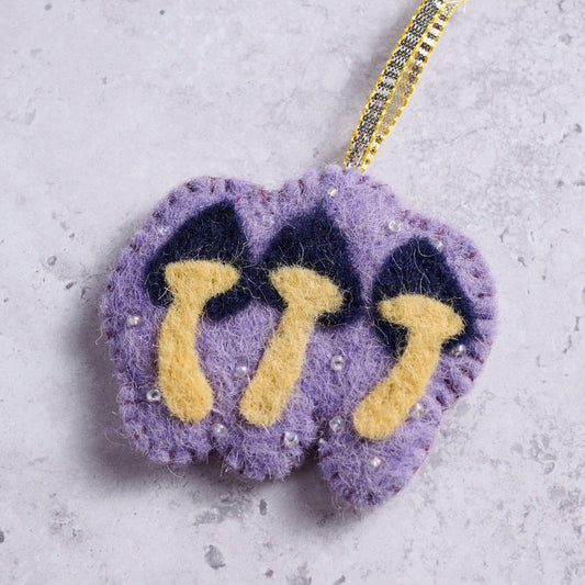 Ornament mushrooms M/3 wool felt 3Wx2 prpl/blu