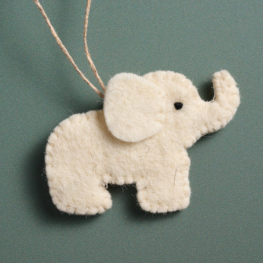 Ornament elephant M/3 wool felt 3.5W cream