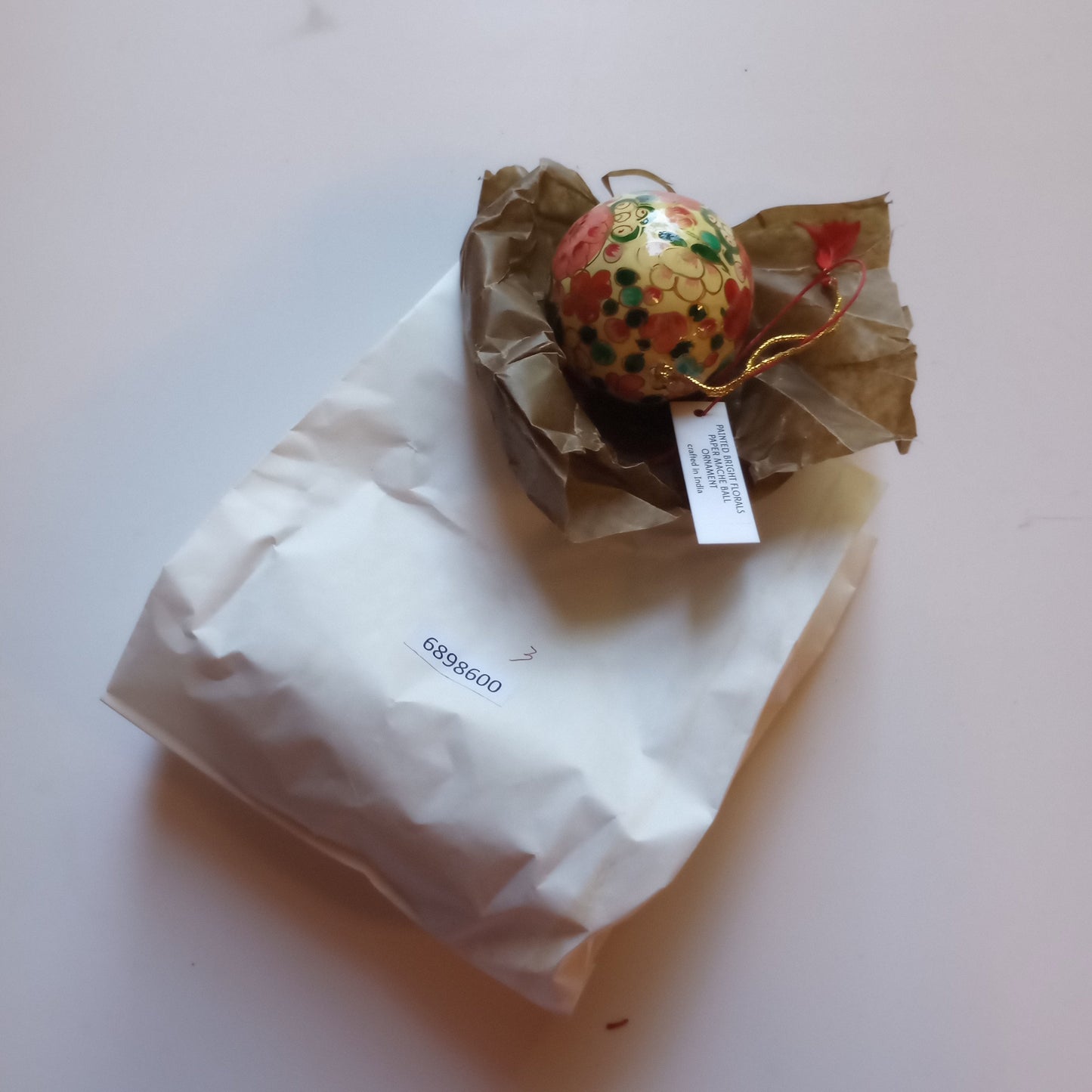 Ornament ball flrl M/3 pntd paper mache 2.5D multi