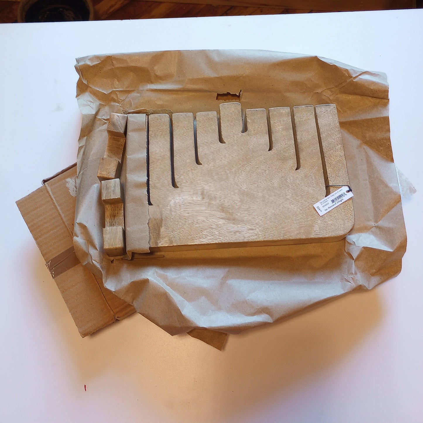 Menorah asymmetrical mango wd/steel 11Lx7.5H nat