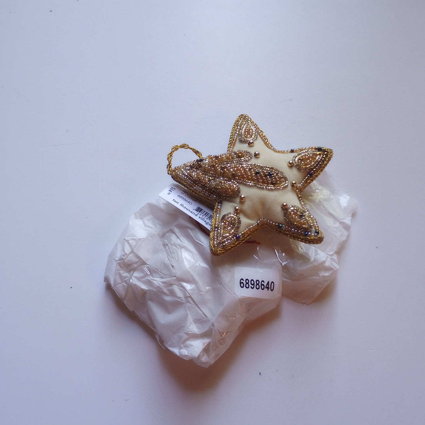 Ornament star M/2 beaded/stuff velvet/glss 4D crm