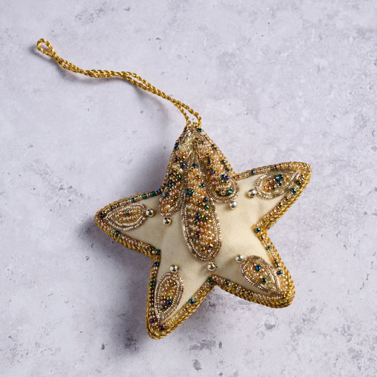 Ornament star M/2 beaded/stuff velvet/glss 4D crm