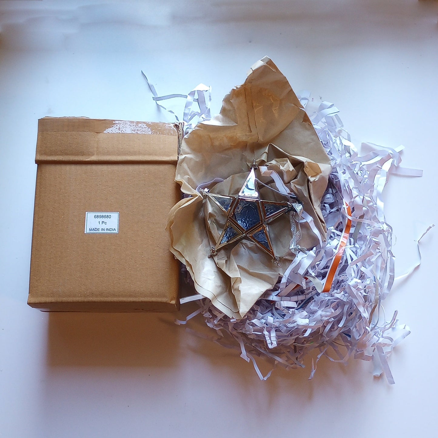 Ornament star candleholder br/glss 5L blu/silv