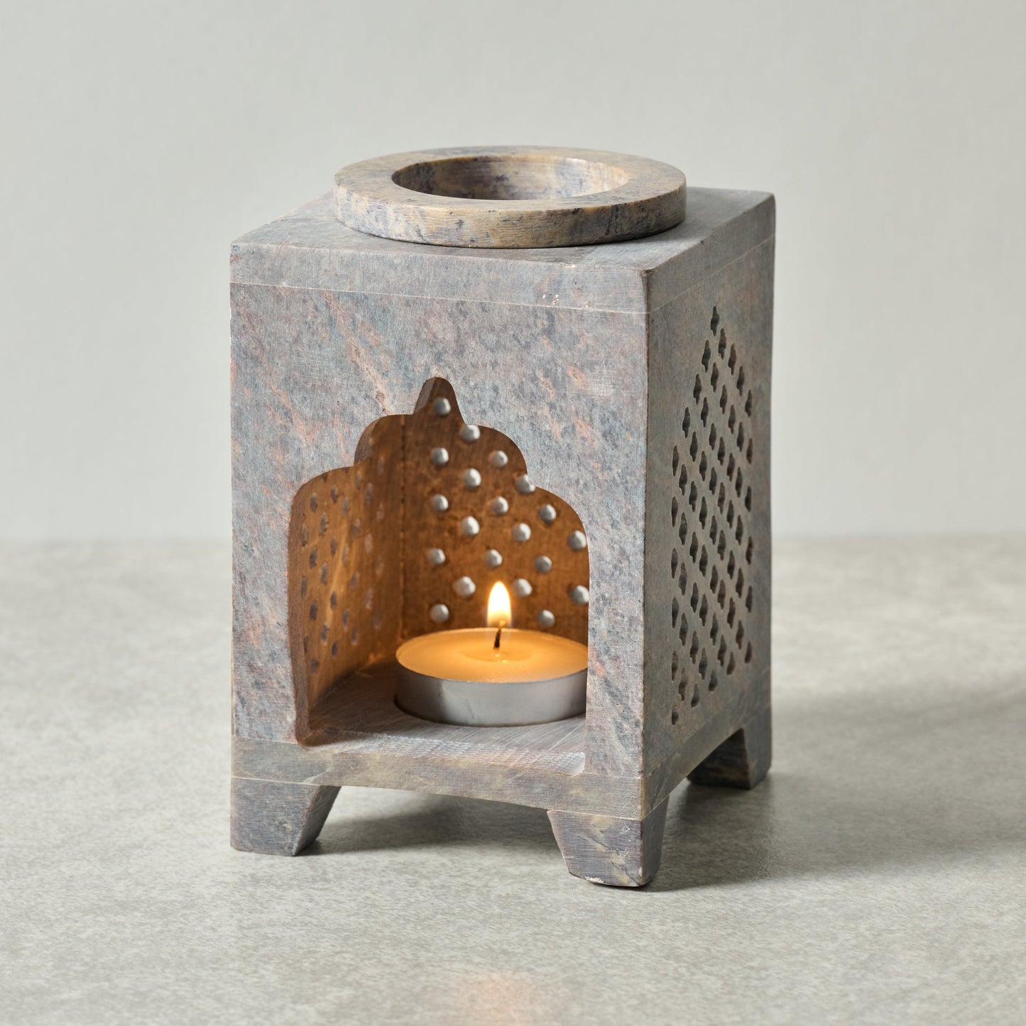 Essential oil burner gorara stn 3sqx5H gray/brn