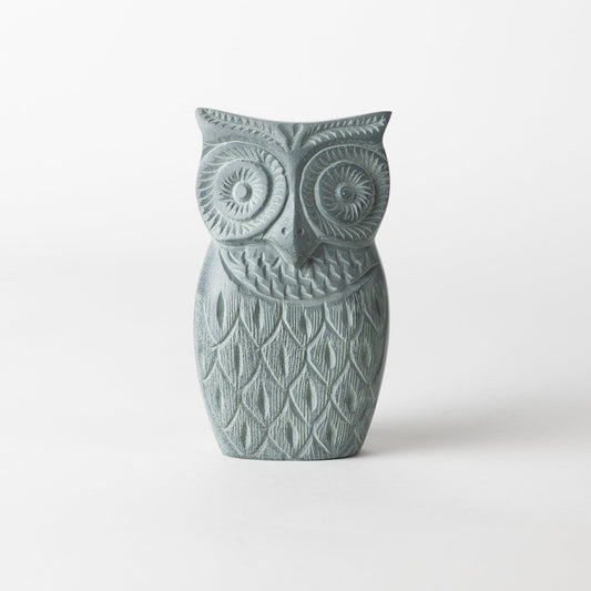 Eyeglass holder owl palewa stone 2.5Wx4.5H gray