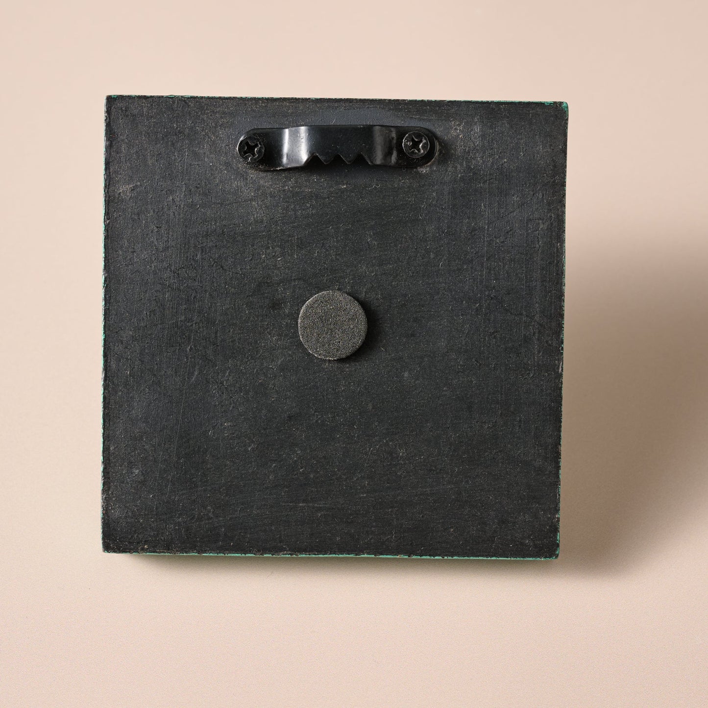 Wall hook sq leaf pntd MDF/iron 4sq teal/multi