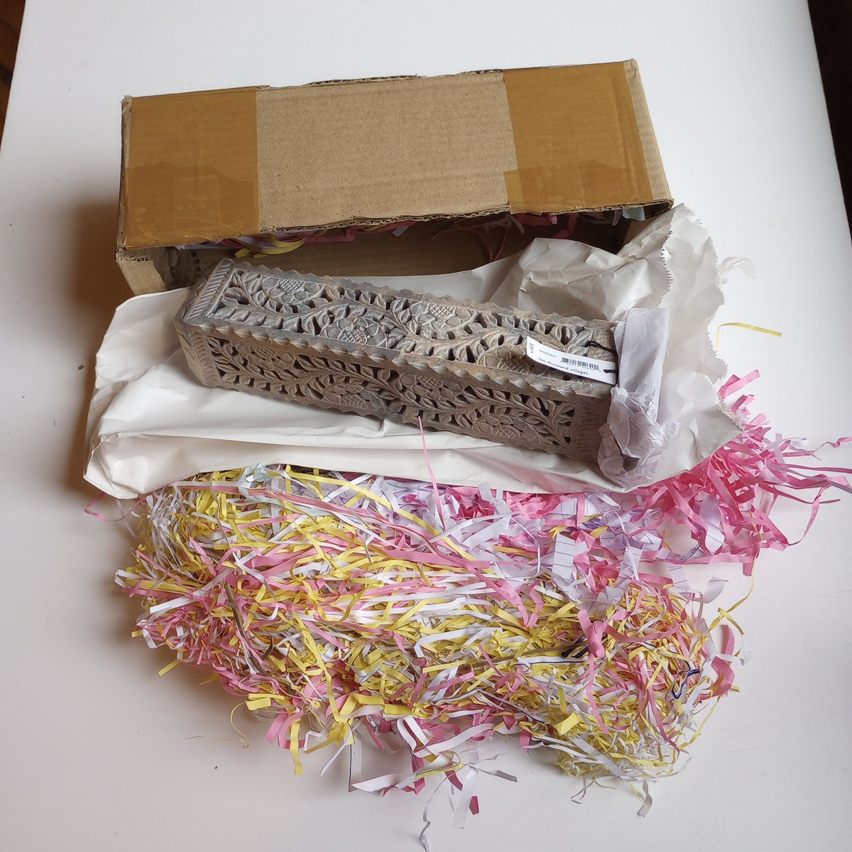 Incense holder tower gorara stone 3sqx10.5H nat