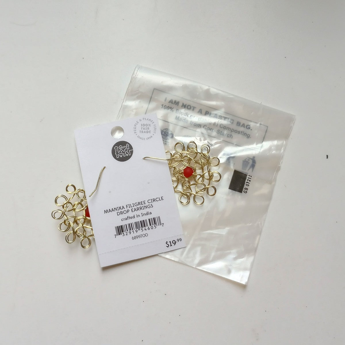Gold Filigree with Orange Glass center "Maanika" Earrings*^