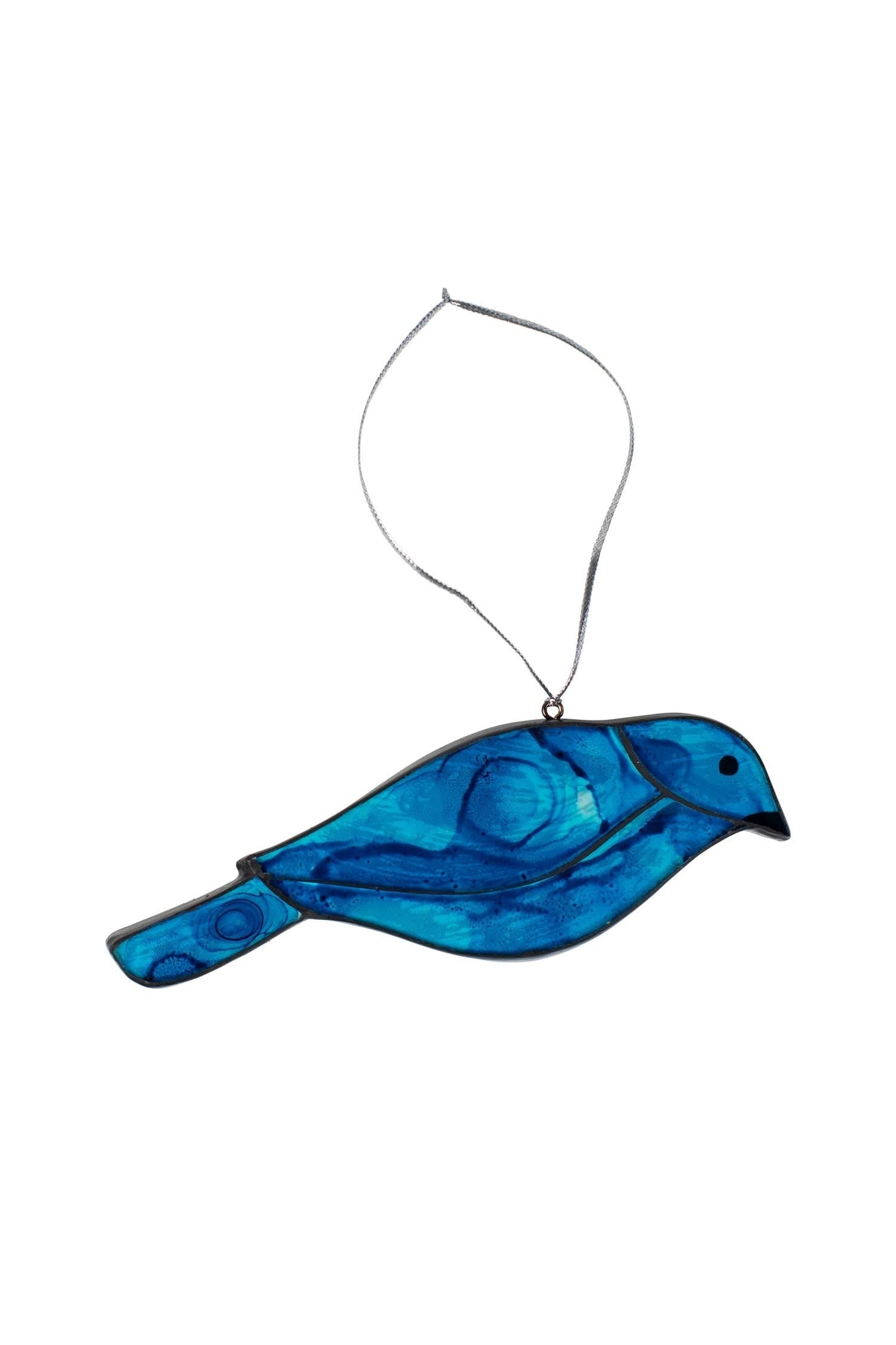 Ornament bluebird stained glass/wood 5L blue