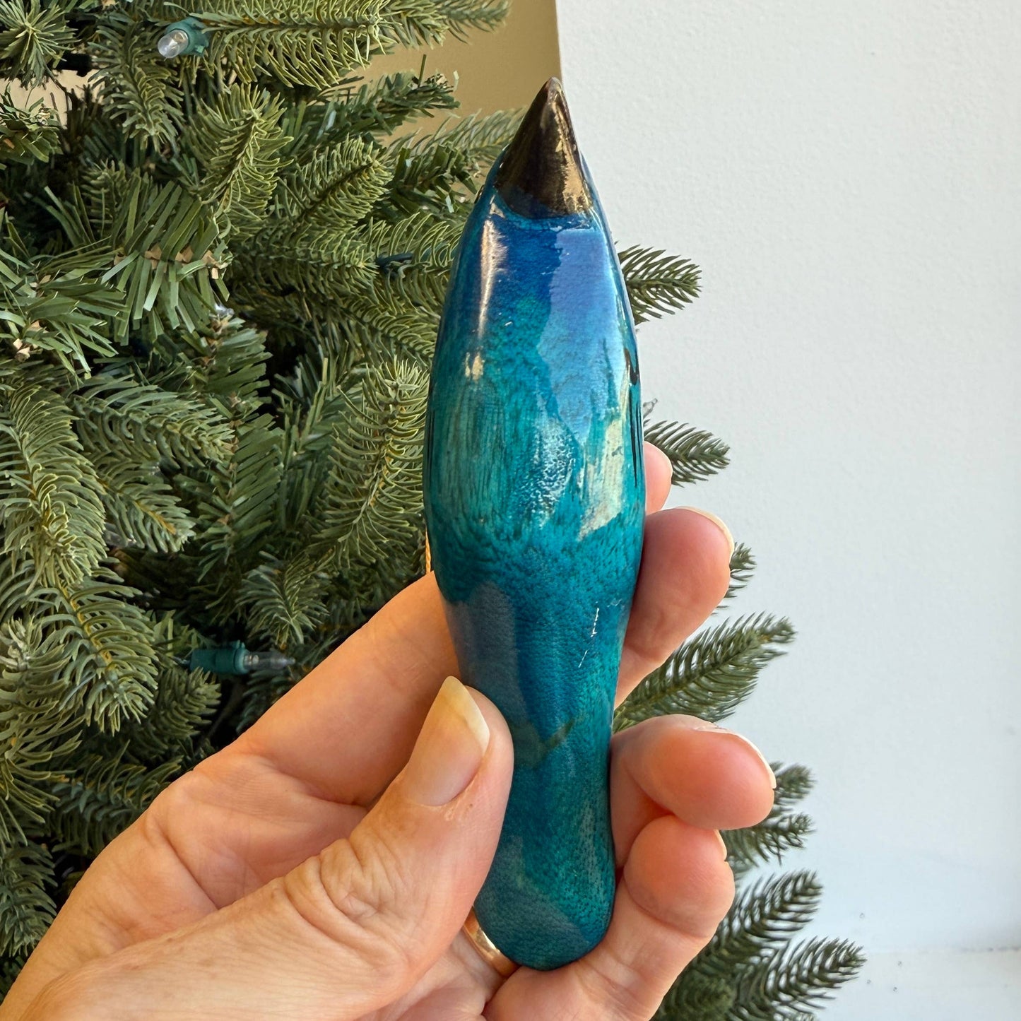 Indigo Bunting Wood Ornament