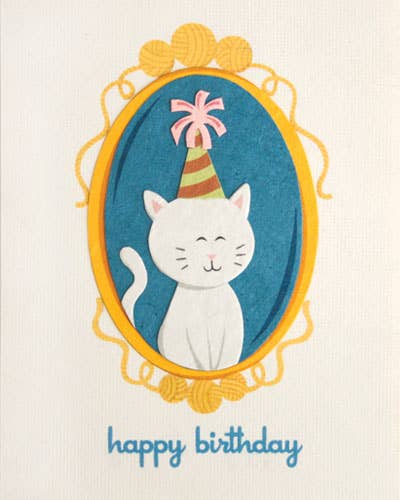 Recycled Paper Cards, "Fancy Cat Birthday"