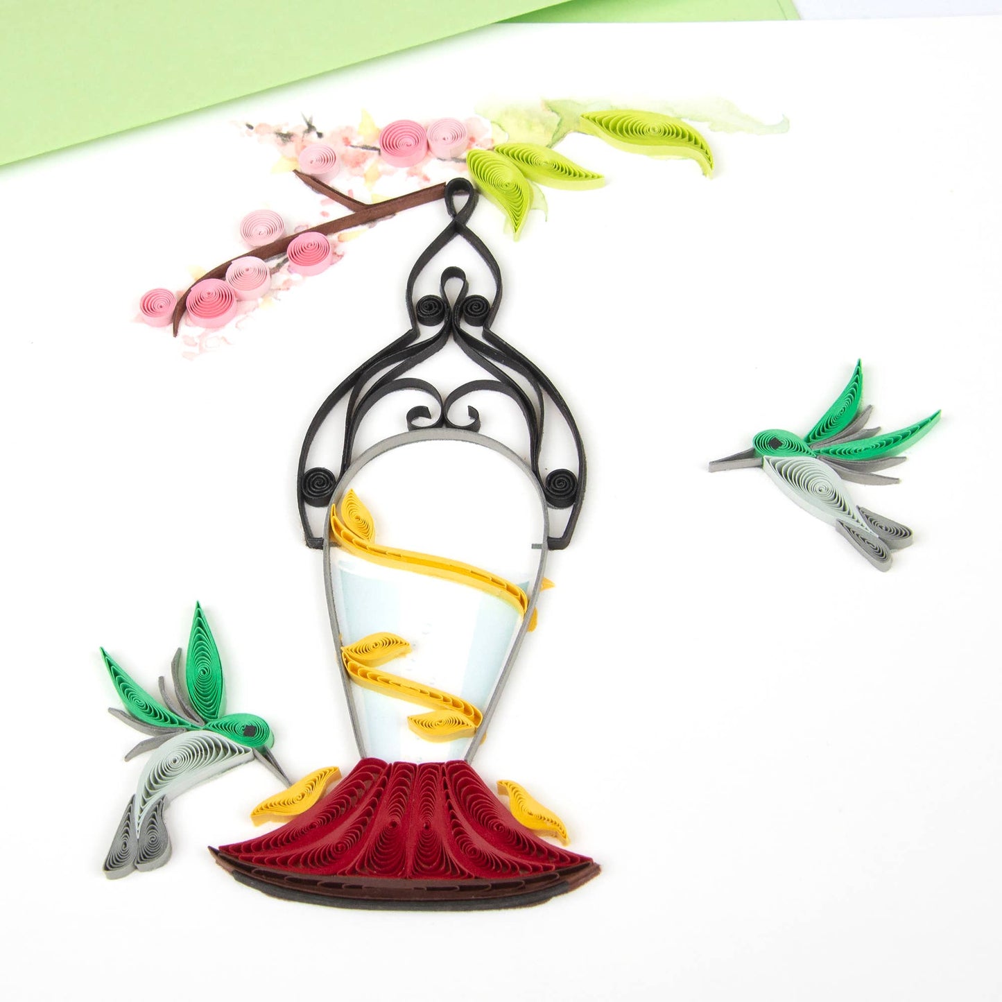 Quilled Greeting Card, "Hummingbird Feeder"