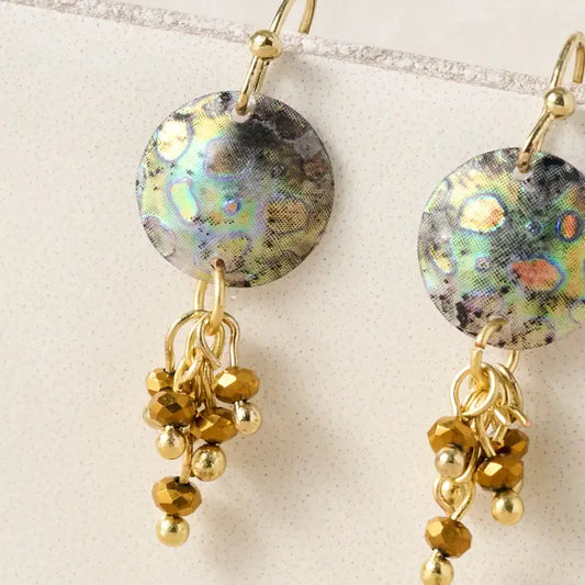 Sequin and Brass Bead "Thanda" Earrings