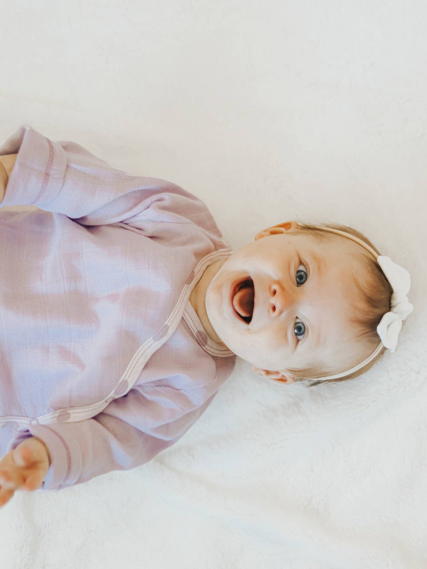 Organic Baby Muslin Side Snap Kimono, "Lavender"