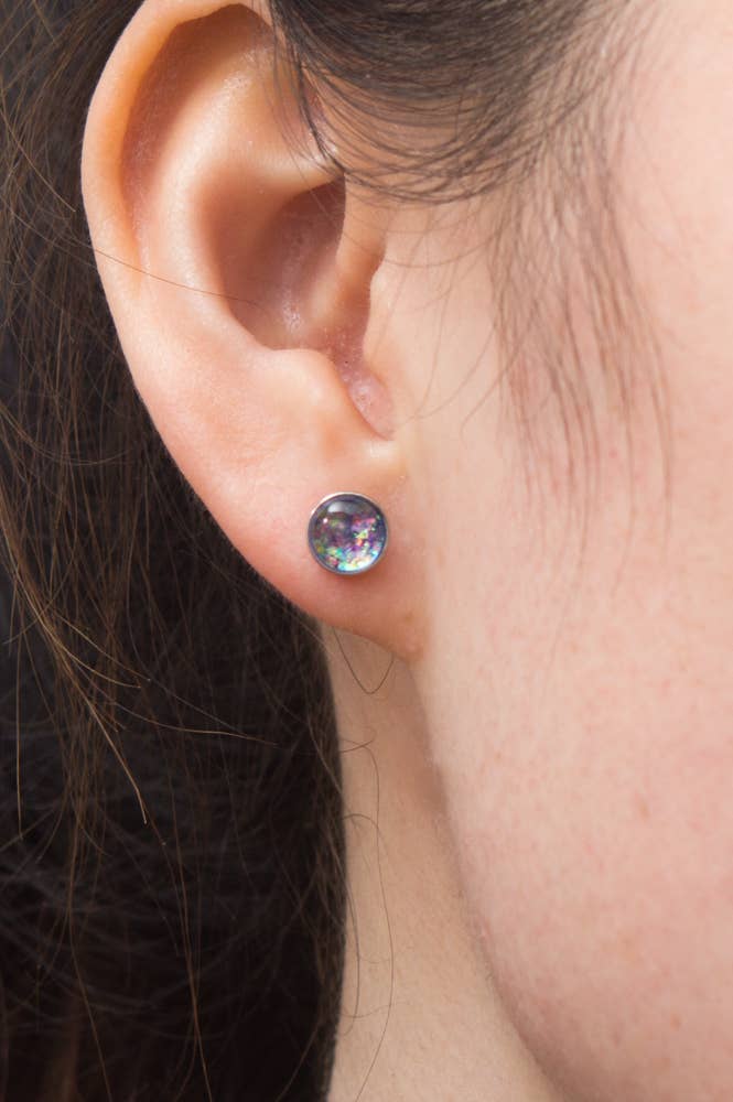 "Lora" Lavender & Silver Stud Earrings