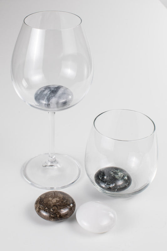 Drink chillers set/4 w/bag stone 2D blk/gry/brn