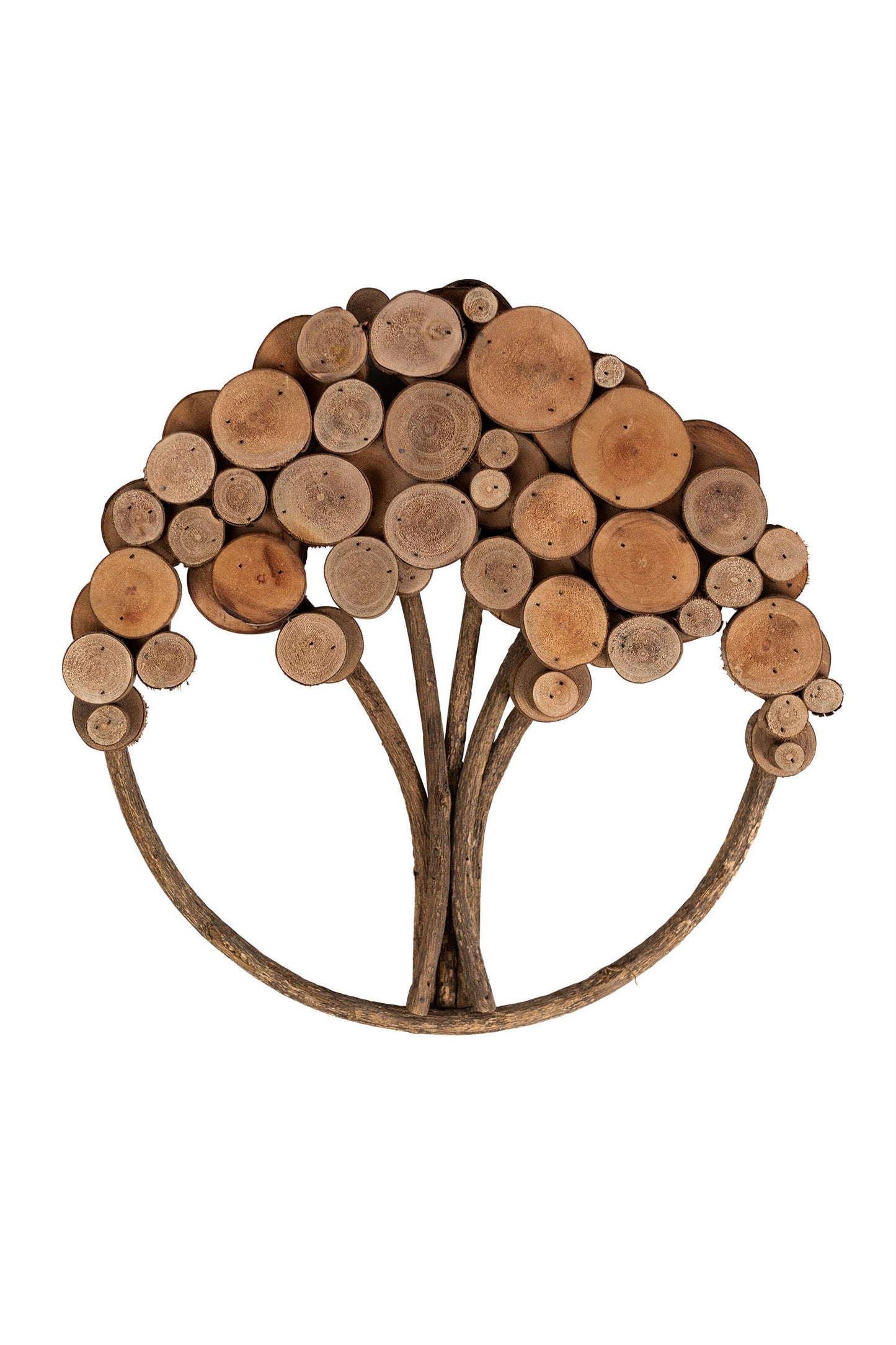 Wall hanging tree/circle slices of wood 13D nat
