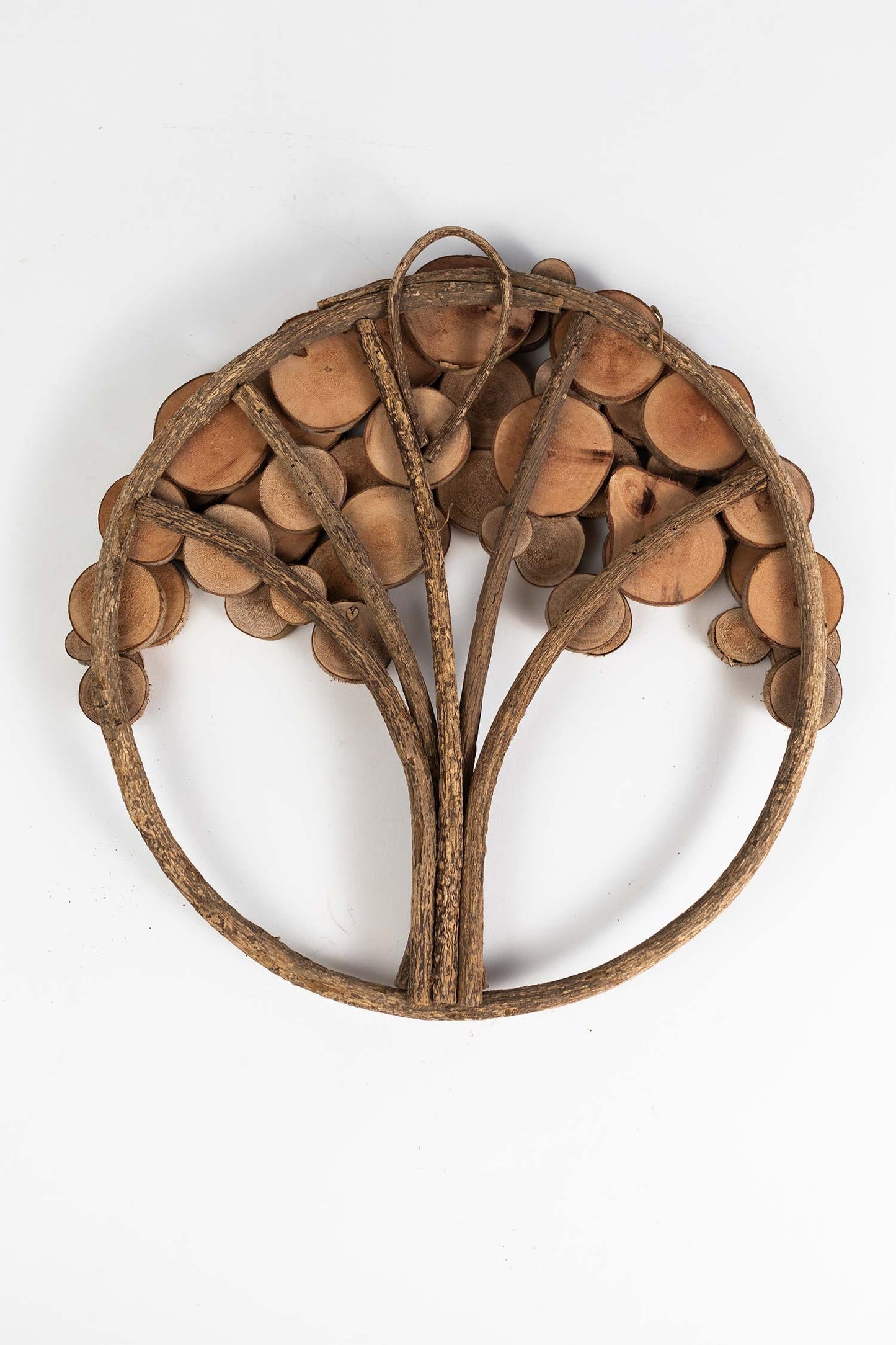 Wall hanging tree/circle slices of wood 13D nat