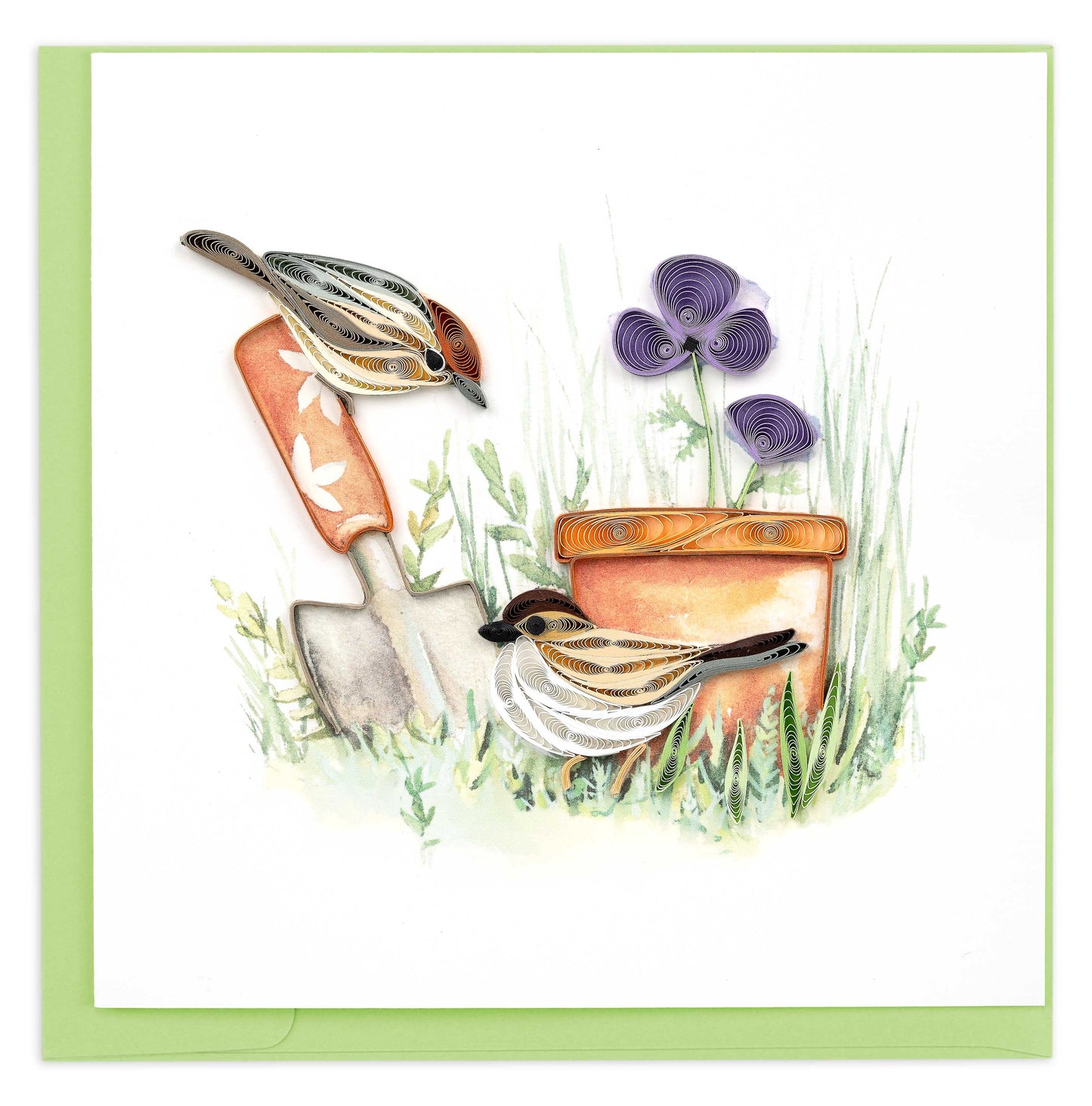 Quilled Greeting Card, "Garden Sparrow"