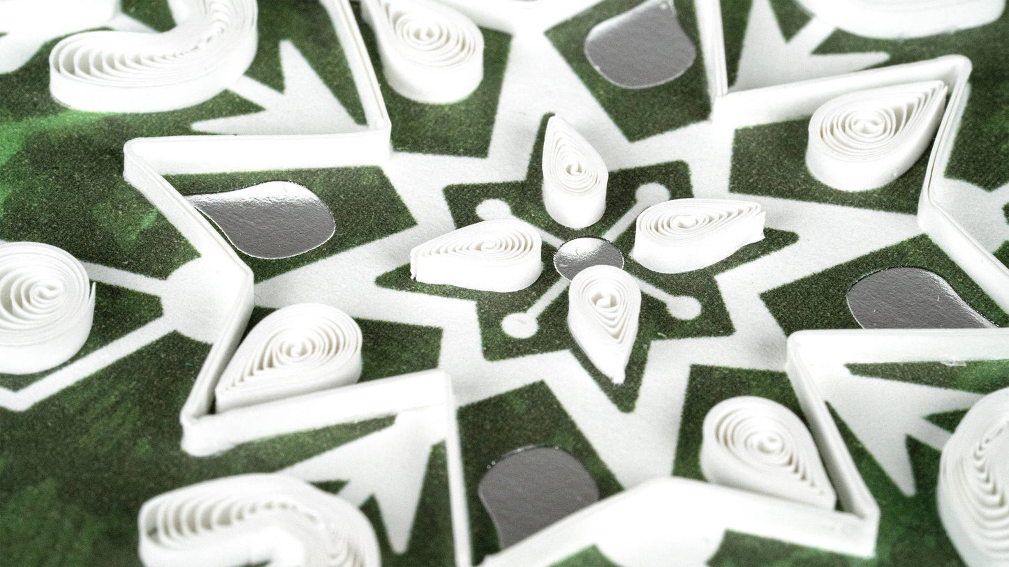 Quilled Greeting Card, "Snowflake on Pine"