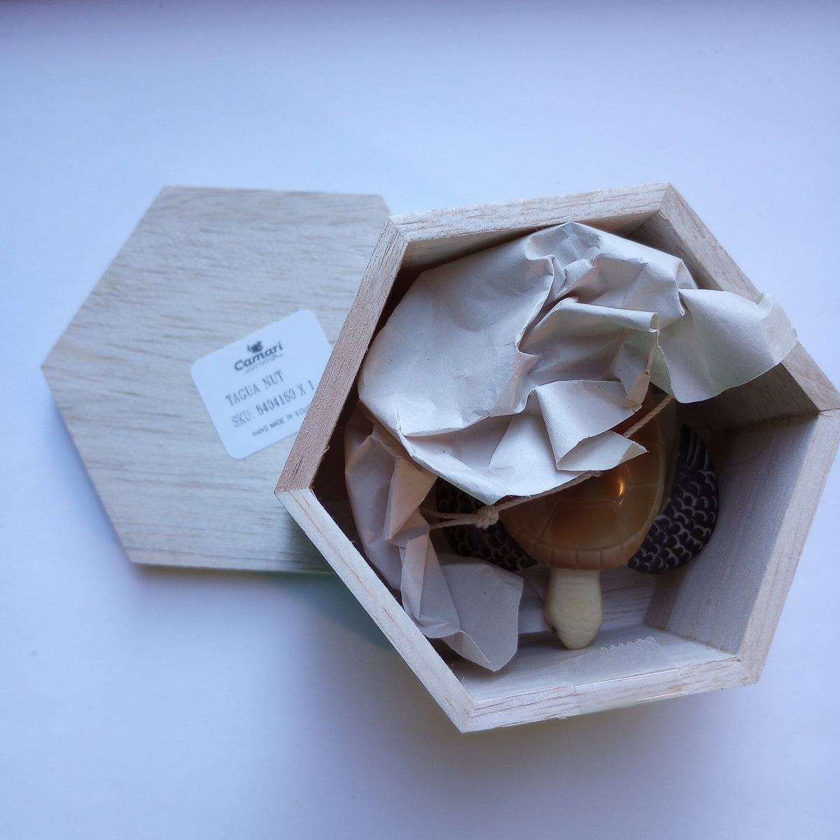 Ornament sea turtle tagua 3L brown/nat