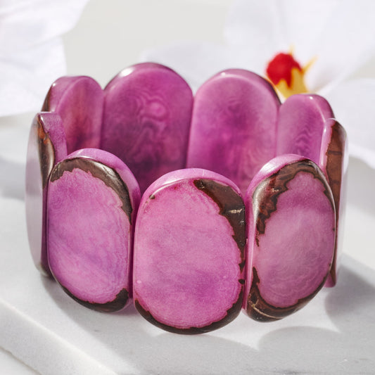 Mauve Tagua Stretch Cuff Bracelet