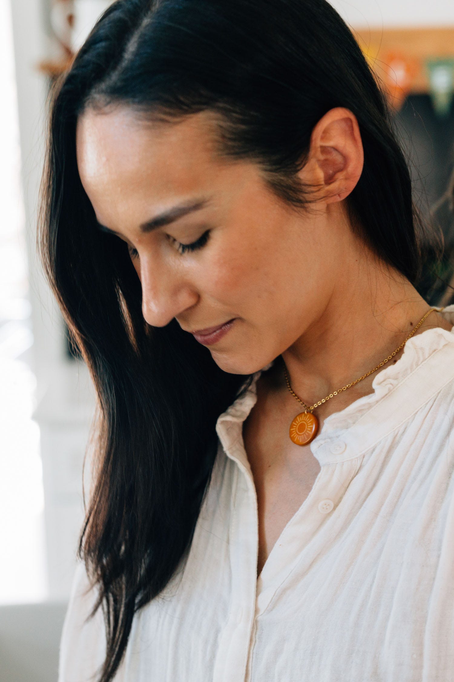 Necklace sunshine pend tagua 16L yellow/gold