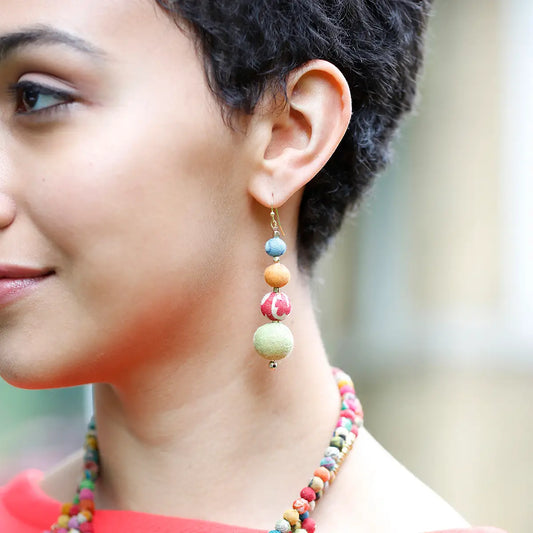 Earrings, Kantha Graduated