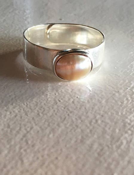 Ring, "Dolores" Freshwater Pearl and Sterling