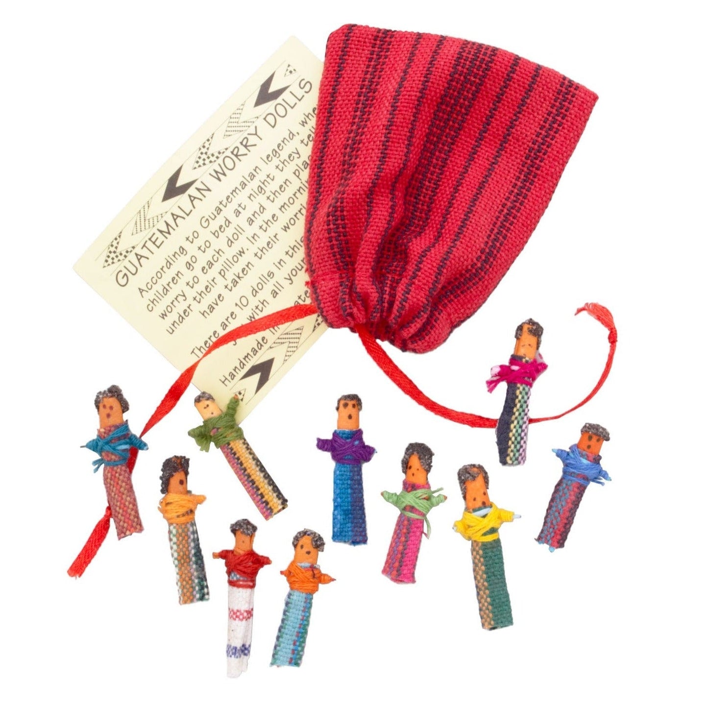 Dolls mini worry w/bag S/10 cotton 1H multi/asst