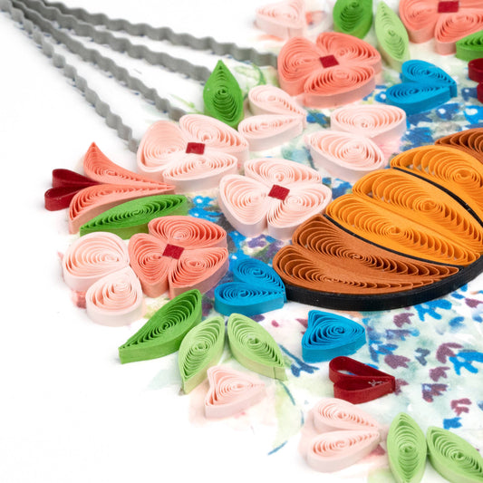 Quilled Greeting Card, "Mother's Day Hanging Flower Basket"