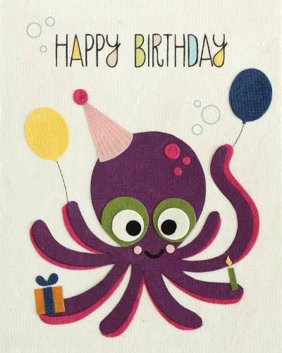 Recycled Paper Cards, "Octo Birthday"