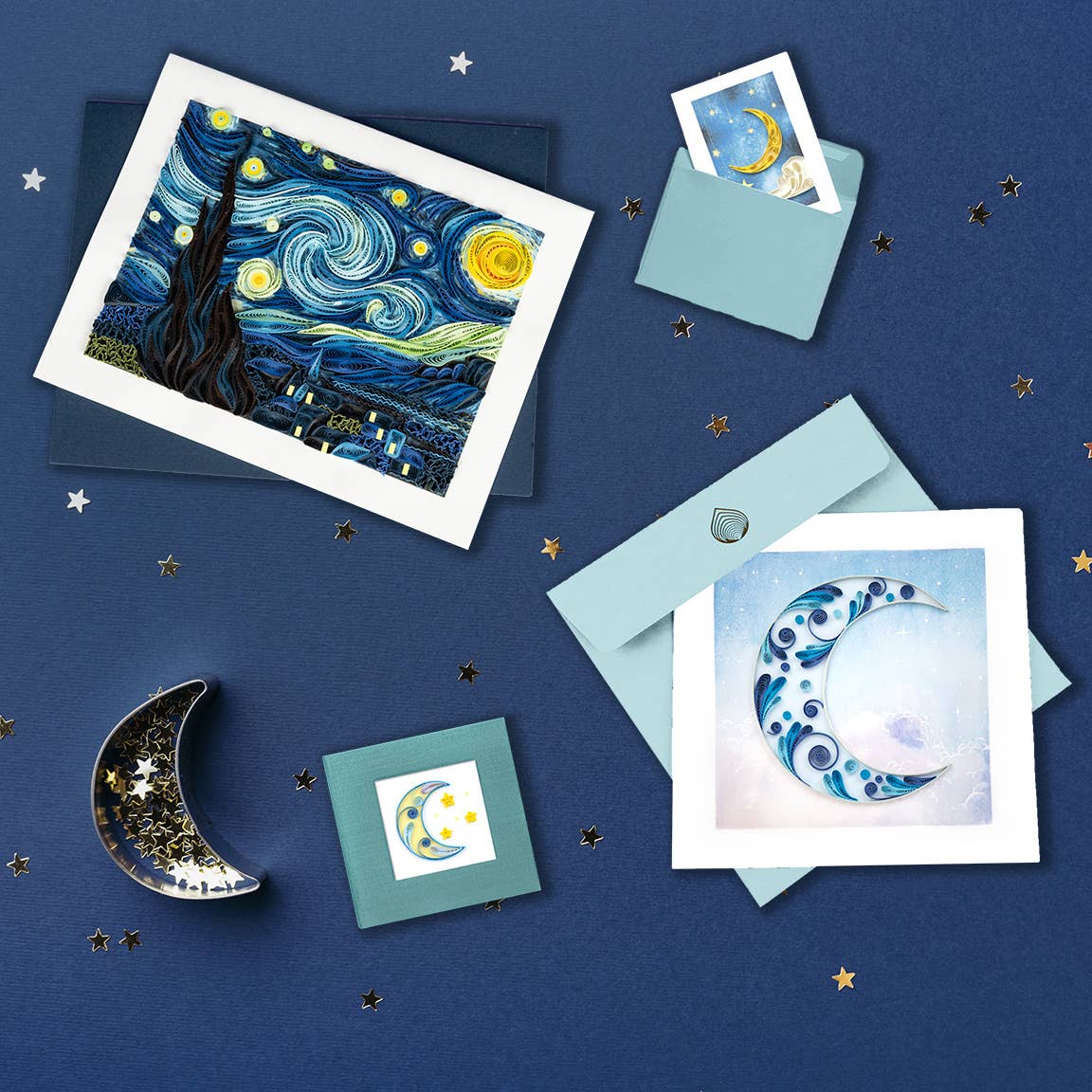 Quilled Gift Enclosure, "Moon and Stars"