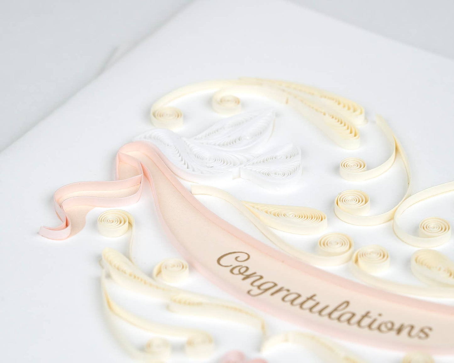 Quilled Greeting Card, "Wedding Doves Heart"