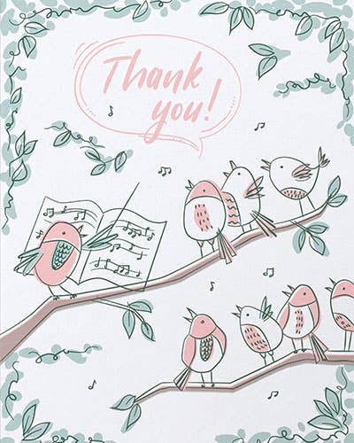 Recycled Paper Cards, "Thank You Bird Chorus"