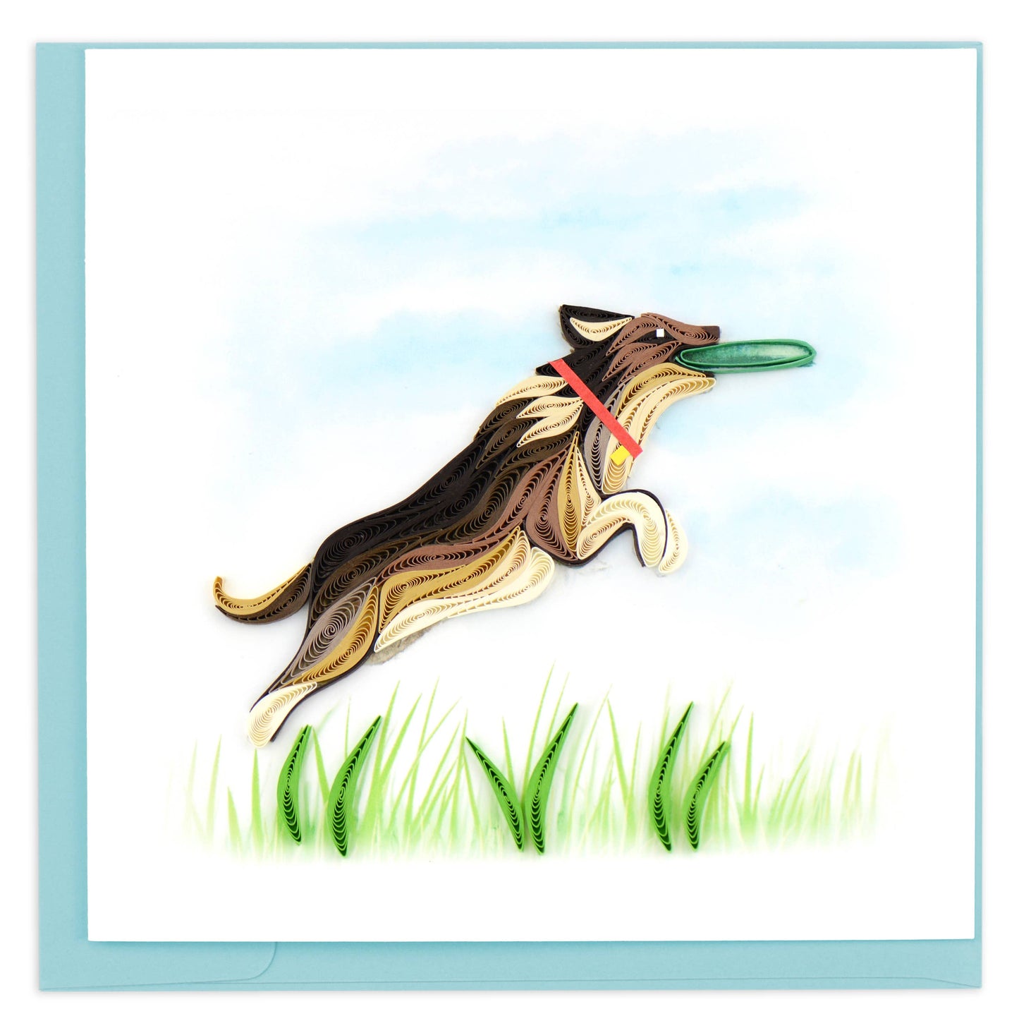 Quilled Greeting Card, "Frisbee Dog"