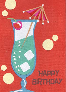 Recycled Paper Cards, "Cocktail Birthday"