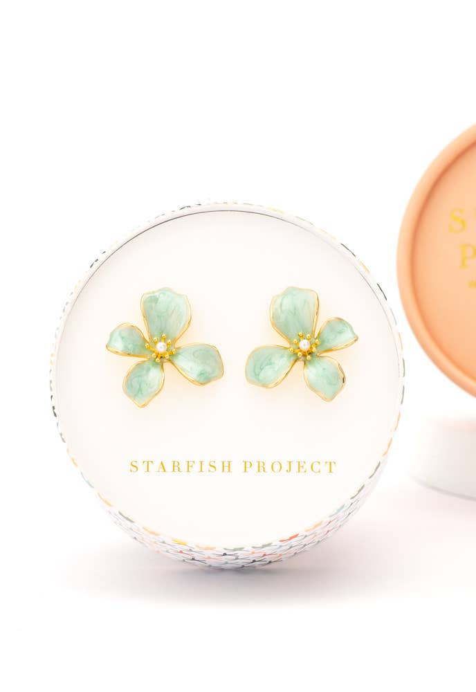 "Hope in Bloom" Flower Earrings in Mint
