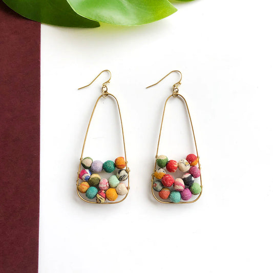 Earrings, Kantha "Embedded"