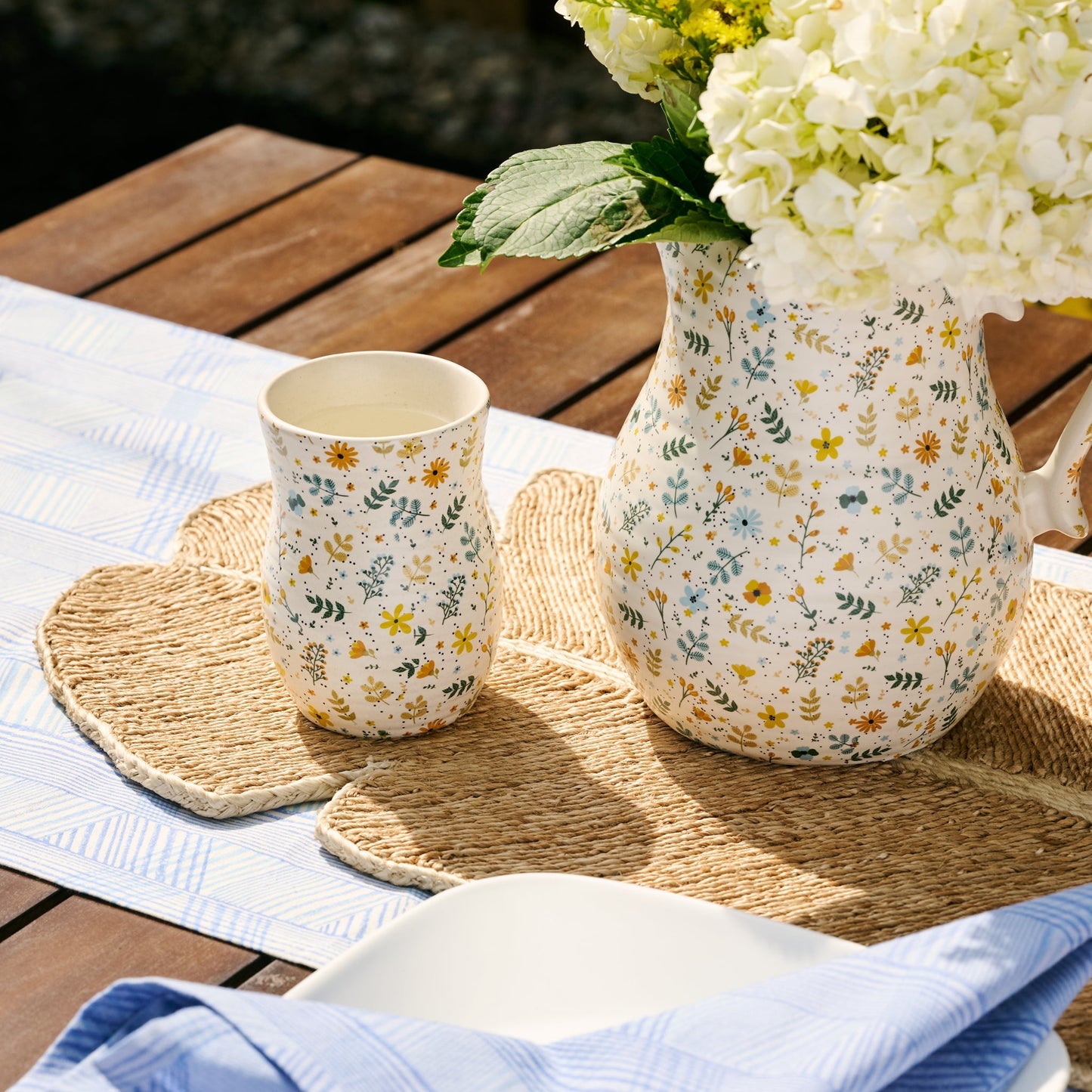 Tumbler floral f/10oz M/2 cer 3Dx4.5H crm/multi