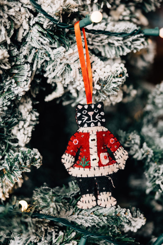 Ornament Santa Claws guy M/2 felt 4.5H red/blk/wht