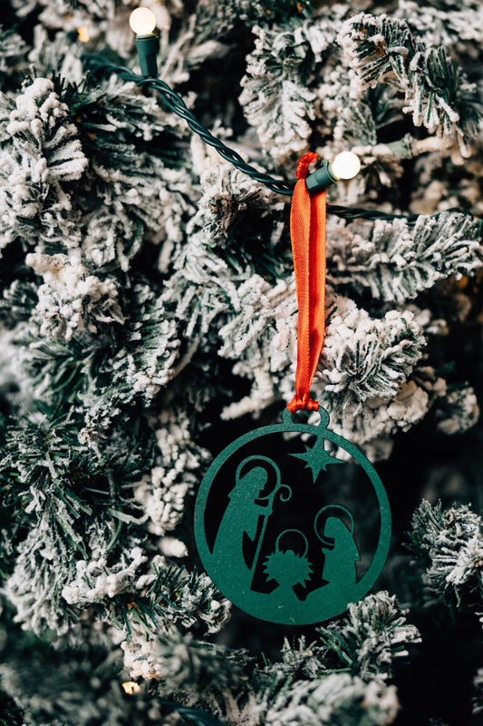 Ornament nativity M/3 MDF 3.5D green/red