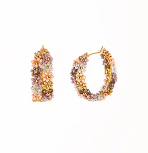 Earrings, Beaded Double Daisy