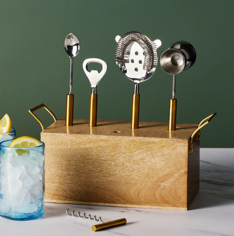 KOKATEL BAR TOOL SET W/STAND S/5