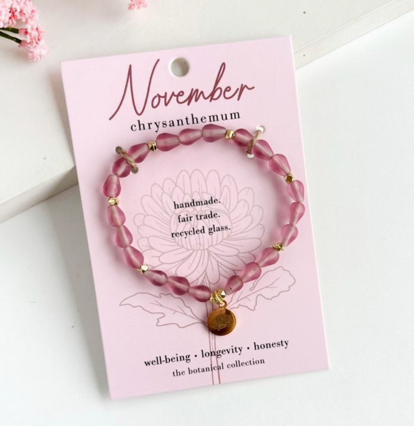Stretch Bracelet, "Botanical Birth Month: November"