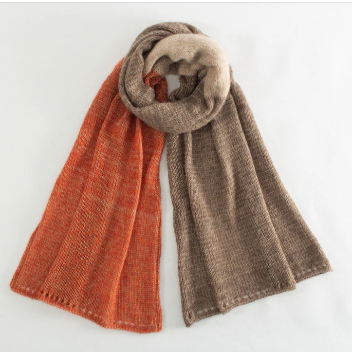 Orange Mocha Alpaca Shawl