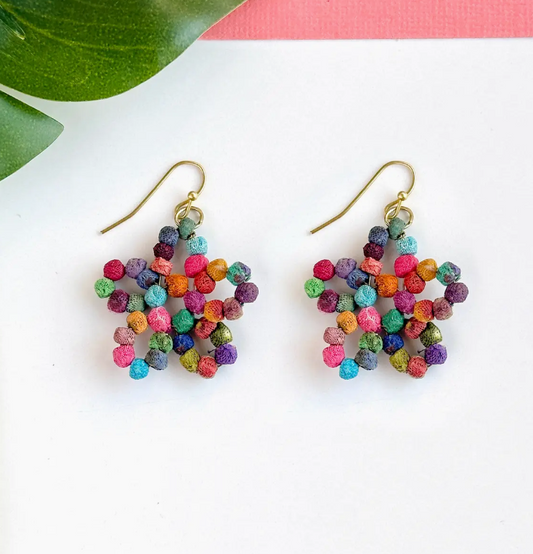 Earrings, Kantha Milieu Fleur
